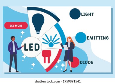 Vector website design template . LED - Light Emitting Diode acronym. business concept background. illustration for website banner, marketing materials, business presentation, online advertising