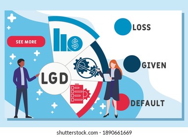 Vector website design template . LGD - Loss Given Default acronym. business concept background. illustration for website banner, marketing materials, business presentation, online advertising. 