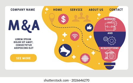 Vector Website Design Template . MAA - Mergers And Acquisitions Acronym. Business Concept. Illustration For Website Banner, Marketing Materials, Business Presentation, Online Advertising.