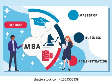 Vector website design template . mba - master of business administration acronym, business concept. illustration for website banner, marketing materials, business presentation, online advertising.