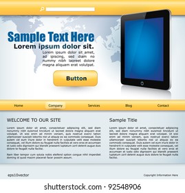vector website design template with mobile device