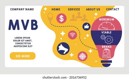 Vector website design template . MVB - Minimum Viable Brand acronym. business concept. illustration for website banner, marketing materials, business presentation, online advertising.