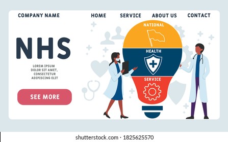 Vector website design template . NHS - National Health Service. acronym medical concept. illustration for website banner, marketing materials, business presentation, online advertising.