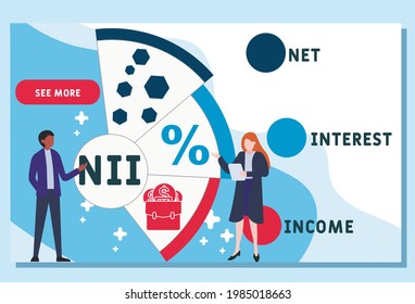 Plantilla de diseño de sitios web vectores. NII - Renta de Interés Neto. concepto de negocio. ilustración para banner de sitio web, materiales de marketing, presentación de negocios, publicidad en línea.