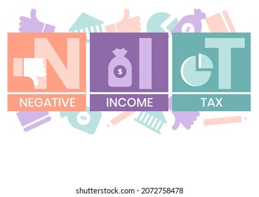 Vector website design template . NIT - Negative Income Tax acronym. business concept. illustration for website banner, marketing materials, business presentation, online advertising.