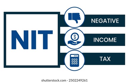 Vector website design template . NIT - Negative Income Tax acronym. business concept. illustration for website banner, marketing materials, business presentation, online advertising.