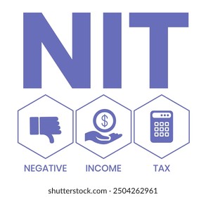 Vector website design template . NIT - Negative Income Tax acronym. business concept. illustration for website banner, marketing materials, business presentation, online advertising.