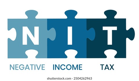 Vector website design template . NIT - Negative Income Tax acronym. business concept. illustration for website banner, marketing materials, business presentation, online advertising.