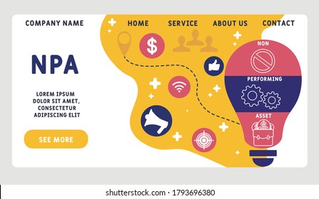 Vector website design template . NPA  - non performing asset illustration for website banner, marketing materials, business presentation, online advertising.