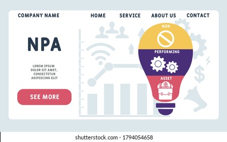 Vector website design template . NPA  - non performing asset illustration for website banner, marketing materials, business presentation, online advertising.