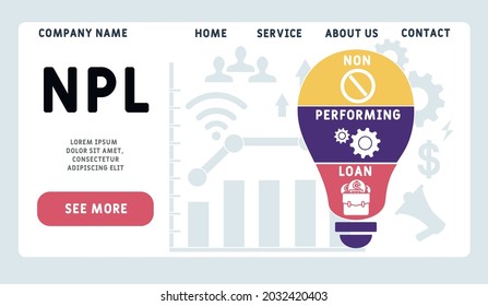 Vector website design template . NPL - Non-Performing Loan acronym. business concept. illustration for website banner, marketing materials, business presentation, online advertising.