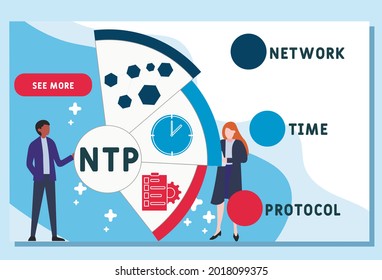 Vector website design template . NTP - Network Time Protocol  acronym. business concept. illustration for website banner, marketing materials, business presentation, online advertising.