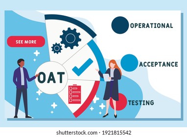 Vector website design template . OAT - Operational Acceptance Testing acronym. business concept background. illustration for website banner, marketing materials, business presentation