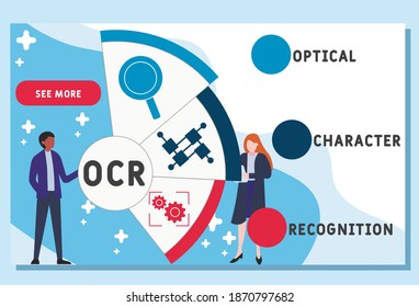 Vector website design template . OCR - Optical Character Recognition acronym, business concept. illustration for website banner, marketing materials, business presentation, online advertising