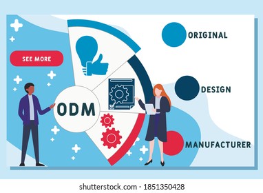 Vector website design template . ODM - original design manufacturer acronym, business concept. illustration for website banner, marketing materials, business presentation, online advertising.