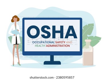 Vector website design template . OSHA - Occupational Safety and Health Administration. acronym medical concept. illustration for website banner, marketing materials, business presentation