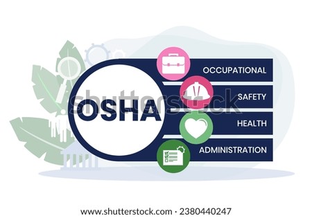 Vector website design template . OSHA - Occupational Safety and Health Administration. acronym medical concept. illustration for website banner, marketing materials, business presentation
