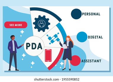 Vector website design template . PDA - Personal Digital Assistant acronym. business concept background. illustration for website banner, marketing materials, business presentation, online advertising