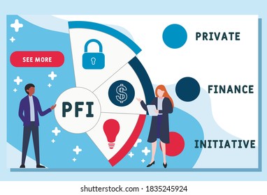 Vector website design template . PFI - Private Finance Initiative acronym, business concept. illustration for website banner, marketing materials, business presentation, online advertising.