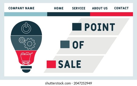 Vector website design template . POS - Point of Sale acronym. business concept. illustration for website banner, marketing materials, business presentation, online advertising.