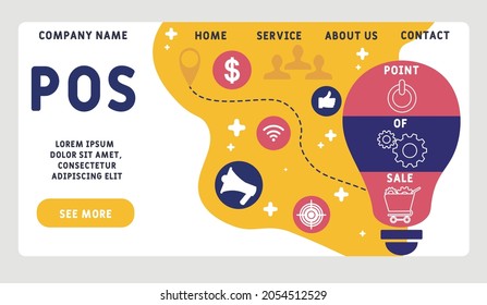 Design-Vorlage für Vektorgrafiken. POS - Point of Sale Akronym. Geschäftskonzept. Illustration für Website-Banner, Marketingmaterialien, Business-Präsentation, Online-Werbung.