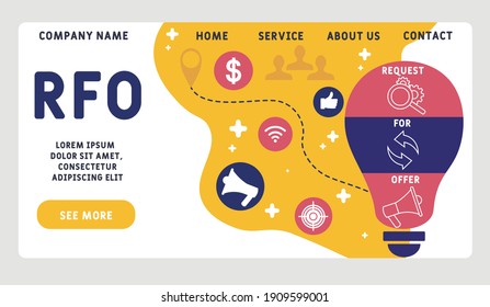 Vector website design template . RFO - Request For Offer acronym. business concept background. illustration for website banner, marketing materials, business presentation, online advertising. 