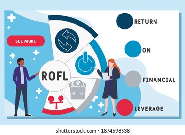Vector website design template . ROFL - Return on Financial Leverage acronym. business concept background. illustration for website banner, marketing materials, business presentation