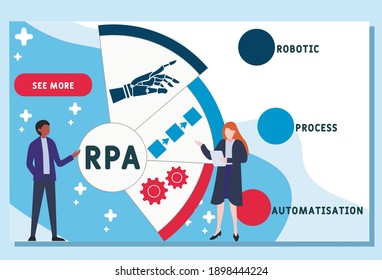 Vector website design template . RPA - Robotic Process Automatisation  acronym. business concept background. illustration for website banner, marketing materials, business presentation, online