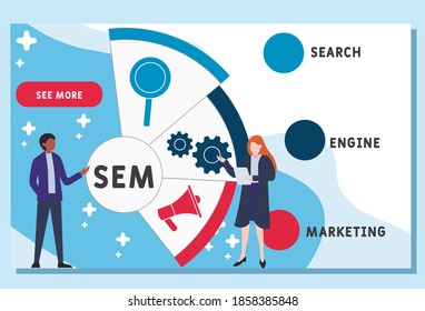 Vector website design template . SEM - Search Engine Marketing. business concept. illustration for website banner, marketing materials, business presentation, online advertising.