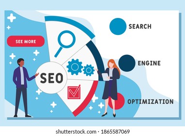 Plantilla de diseño de sitios web vectores. SEO : Optimización del motor de búsqueda. 
 concepto de negocio. ilustración para banner de sitio web, materiales de marketing, presentación de negocios, publicidad en línea.