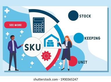 Vector website design template . SKU - Stock Keeping Unit  acronym. business concept background. illustration for website banner, marketing materials, business presentation, online advertising. 