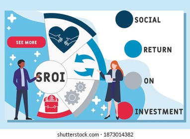 Vector website design template . SROI - Social Return On Investment acronym. business concept background. illustration for website banner, marketing materials, business presentation, online advertisin