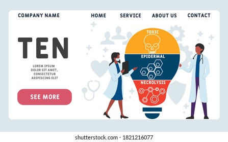 Vector website design template . TEN - Toxic Epidermal Necrolysis, acronym medical concept. illustration for website banner, marketing materials, business presentation, online advertising.