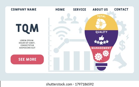 Vector website design template. TQM  - total quality management illustration for website banner, marketing materials, business presentation, online advertising.