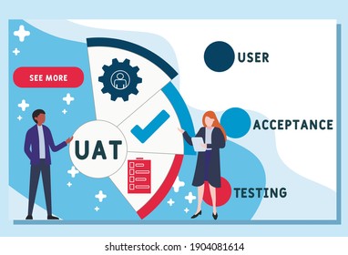 Vector website design template . UAT - User Acceptance Testing acronym. business concept background. illustration for website banner, marketing materials, business presentation, online advertising. 