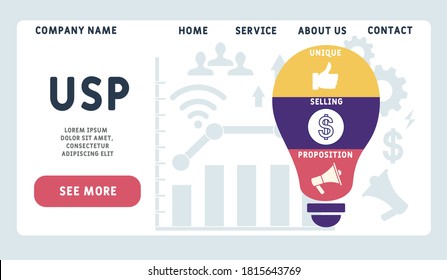 Vector website design template . USP - Unique Selling Proposition . business concept background.  illustration for website banner, marketing materials, business presentation, online advertising.