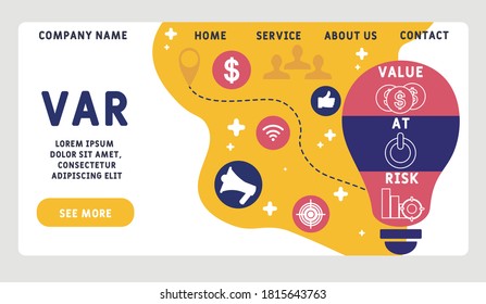 Vector website design template . VaR - Value at Risk.  business concept background. illustration for website banner, marketing materials, business presentation, online advertising.