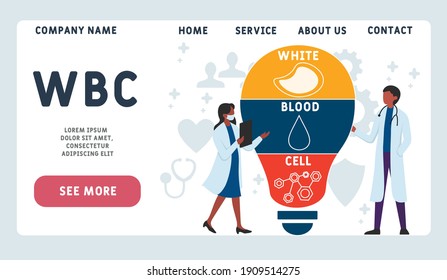 Design-Vorlage für Vektorgrafiken. WBC - White Blood Cell. Akronym. medizinischer Hintergrund. Illustration für Website-Banner, Marketingmaterialien, Business-Präsentation, Online-Werbung. 