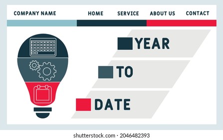 Design-Vorlage für Vektorgrafiken. YTD - Jahr für Jahr Akronym. Geschäftskonzept. Illustration für Website-Banner, Marketingmaterialien, Business-Präsentation, Online-Werbung.