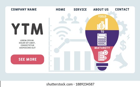 Vector website design template . YTM - Yield To Maturity  acronym. business concept background. illustration for website banner, marketing materials, business presentation, online advertising.