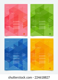 Vector website design templates collection with colorful geometric backgrounds