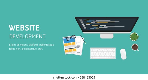 vector website development in flat design, website banner header