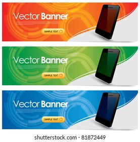 vector website headers, smart phone promotion banners