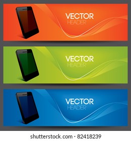 vector website headers, smart phone promotion banners