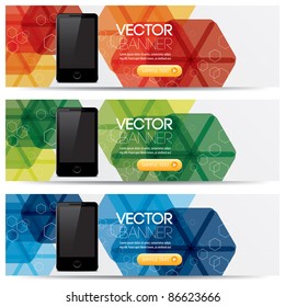 vector website headers, smart phone promotion banners