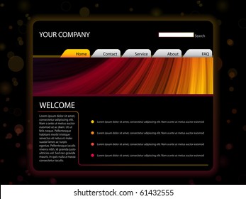 Vector - Website Layout Template in Red and Yellow Colors