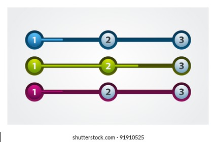 Vector website steps in different colors