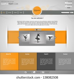 Vector website template for business, orange and grey