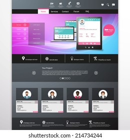 vector website template with mobile gadgets displaying backend as a service 