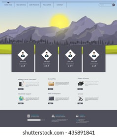 Vector Website Template with polygon landscape